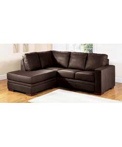 Contemporary style corner group in corrected grain leather. Suitable for general use. 46% top grain