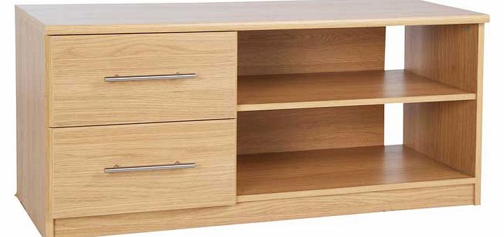 The Anderson is a great value. simple but elegant furniture range that will suit any home. This oak effect TV unit features 2 handy drawers and stylish metal handles. Part of the Anderson collection Size H51.7. W99.9. D39.5cm. Weight 22kg. 2 drawers 