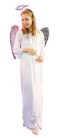 A long white silky look gown with tinsel halo and belt. How angelic! One size fits most.