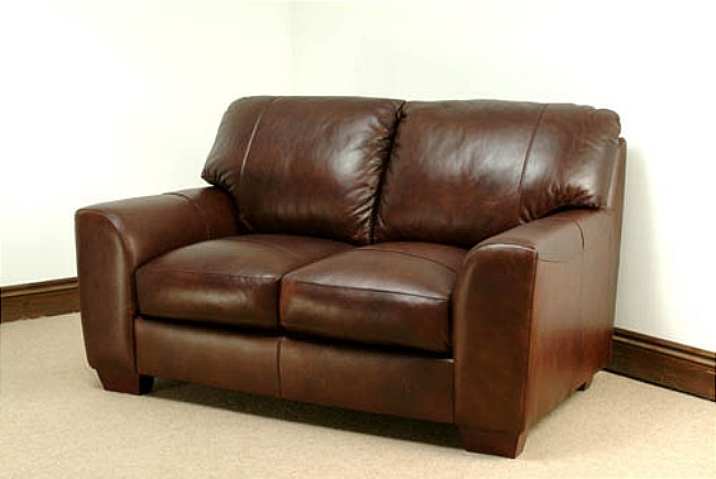 Unbranded Aniline Leather 2 Seater Sofa Brown - Eaton