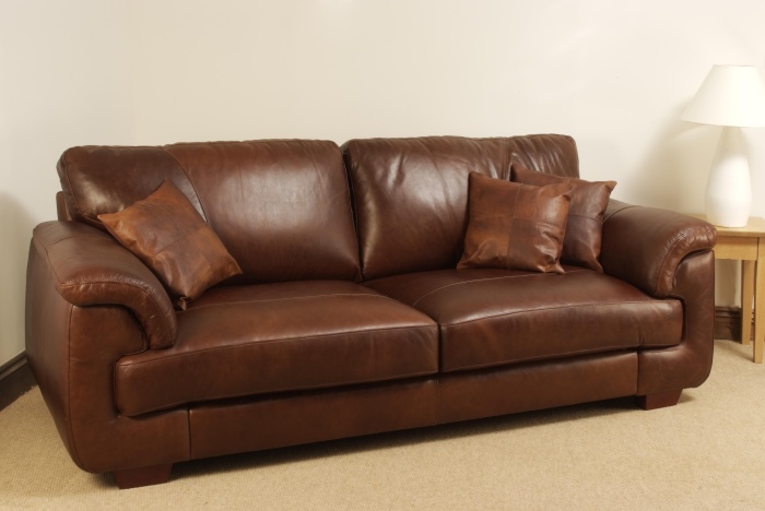 Unbranded Aniline Leather 3 Seater Sofa - Isabella