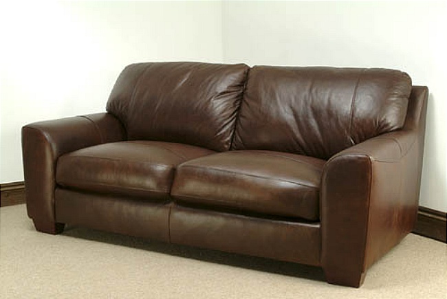 Unbranded Aniline Leather Brown 3 Seater Sofa - Eaton