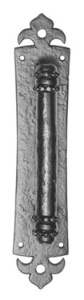 Antique door pull handle, the plate measures 339x73mm and the inside grip measures 152mm
