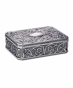 Antique Style Silver Plated Jewellery Box
