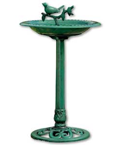 Antique Verdigris Pedestal Bird Bath