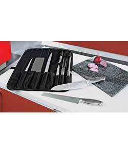 Unbranded Antony Worrall Thompson 9PC Black Knife Wrap Set