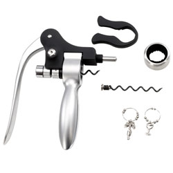 Luxury lever arm action Set includes, replacement screw, foil cutter, drip ring, stem charms and sto