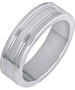 Unbranded Argentium Grooved Band Wedding Ring Band - 6mm