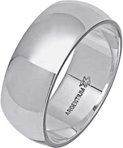 Unbranded Argentium Silver D-Shape Wedding Ring - 8mm