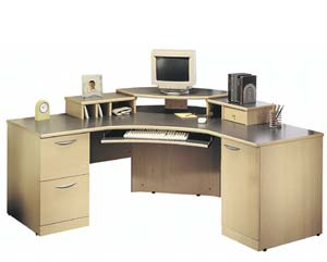 Contemporary corner desk in a spacious L shape design. Durable 25mm blackstone Armortop laminate