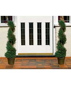 Quality decorative Topiary Cedar tree with wooden trunk and synthetic foliage.No watering or feeding