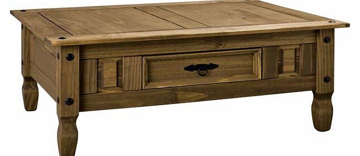 Unbranded Aruba Solid Pine Coffee Table with Drawer - Dark
