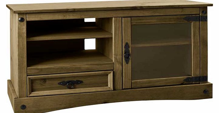 This beautifully designed entertainment unit from the Aruba collection is both functional and stylish. With its tasteful. solid pine wood and antiqued style handles creating an elegant feel. Accompanied by robust and practical qualities. featuring a 