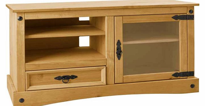 This beautifully designed entertainment unit from the Aruba collection is both functional and stylish. With its tasteful. solid pine wood and antiqued style handles creating an elegant feel. Accompanied by robust and practical qualities. featuring a 