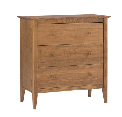 ASH 3 DRAWER CHEST OF DRAWERS FROM THE CORNDELL METROPOLITAN RANGE IN A GOLD FINISH