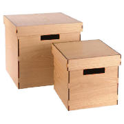 Unbranded Ashwood Veneer Set Of 2 Lidded Boxes