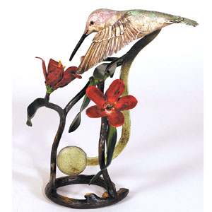 This stunning new Hummingbird is made entirely in hand painted wrought iron in the style of the