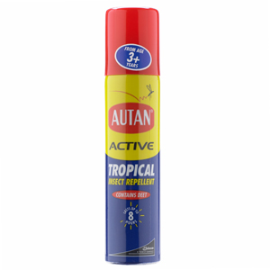 Autan Active Tropicla Insect Repellent Body Spray provides up to 8 hours effective protection from m