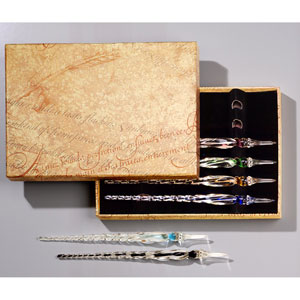 San Marco Glass Stylus Set; Techniques for blowing intricate shapes in glass go back to Roman