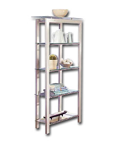 Silver coloured tubular frame with tempered glass