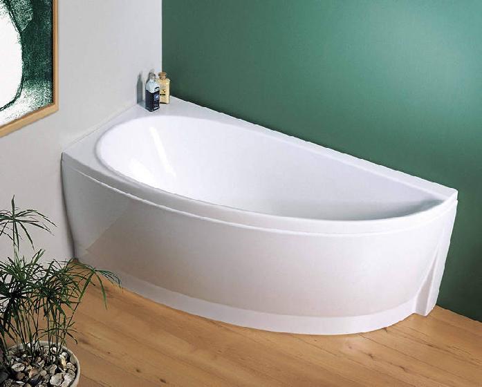 Unbranded Avocado Acrylate Asymmetric Corner Bath with Support (150x75cm White) Left