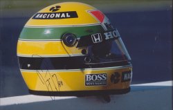 Ayrton Senna 1988 Signed Helmet Photo