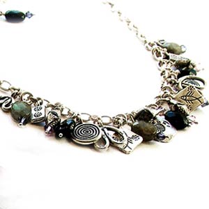 Azuni London Designer Jewellery 2005 Collection. Silver and semi-precious Onxy and Labrodite