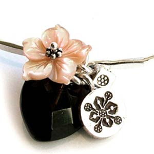 Azuni Silver Bangle with Mother of Pearl Flower