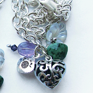 Azuni Silver Necklace with Filligree Heart-