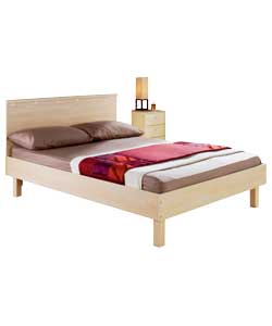 Maple effect double bedstead.Size (W)141 (L)195 (H)92cm.Clearence between floor and underside of bed