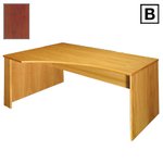 (B) Scandinavian Real Wood Veneer Left-Hand Curved Desk - Mahogany