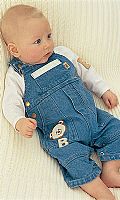 Comprises long sleeved top and denim dungarees. Co