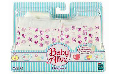 6 adorable pink and white snug diapers for Baby Alive!