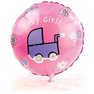 Complete your gift with one of our balloons. Add this sweet baby girl 45cm foil helium balloon to ma