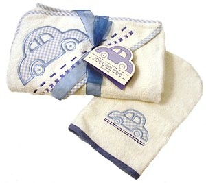 Baby Hooded Towel and Wash Mitt Gift Set - Blue