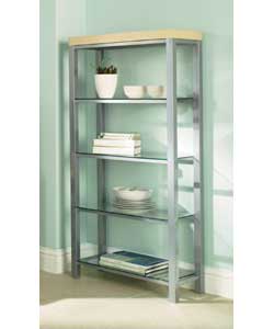 Silver metal and oak effect finish. 4 internal she