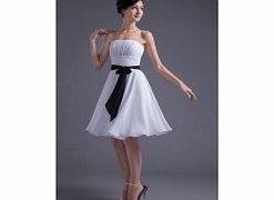 Unbranded Backless Strapless Bow Belt Pleat Knee-length