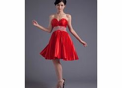 Unbranded Backless Sweetheart Beaded Pleat Knee-length