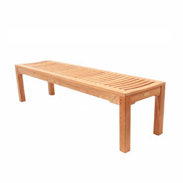 Backless Teak sports bench in silky smooth Teak wood. Great for spa changing rooms and extra seating
