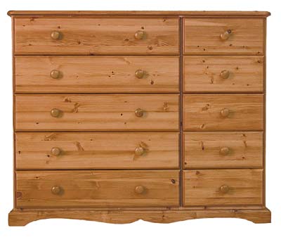 10 DRAWER COMBINATION CHEST OF DRAWERS.THE DRAWERS HAVE DOVETAILED JOINTS WITH TONGUE AND GROOVED
