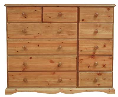 11 DRAWER COMBINATION CHEST OF DRAWERS.THE DRAWERS HAVE DOVETAILED JOINTS WITH TONGUE AND GROOVED