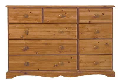 9 DRAWER COMBINATION CHEST OF DRAWERS.THE DRAWERS HAVE DOVETAILED JOINTS WITH TONGUE AND GROOVED