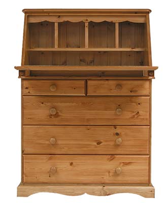 PINE BUREAU WITH DRAWERS.THE DRAWERS HAVE DOVETAILED JOINTS WITH TONGUE AND GROOVED BASES.ALL SOLID