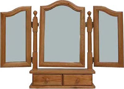 BADGER TRIPLE ARCH DRESSING TABLE MIRROR WITH DRAWER.THE DRAWER HAS DOVETAILED JOINTS WITH TONGUE