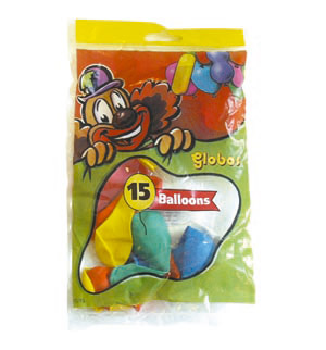 Bag of 15 balloons, assorted colours
