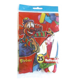 Bag of 25 balloons, assorted colours