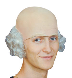 Grumpy Old Man! Latex bald head with eyebrows and grey wig hair around the neck.Available in four di