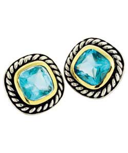 Unbranded Balinese 2 Colour Sterling Silver Cushion Cut Stud Earrings