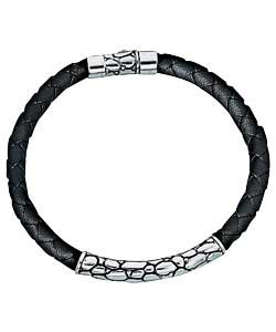 Unbranded Balinese Gents Sterling Silver and Leather Bracelet