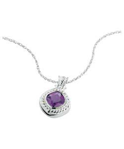 Amethyst colour glass stone.Prince of Wales chain length 46cm/18in.